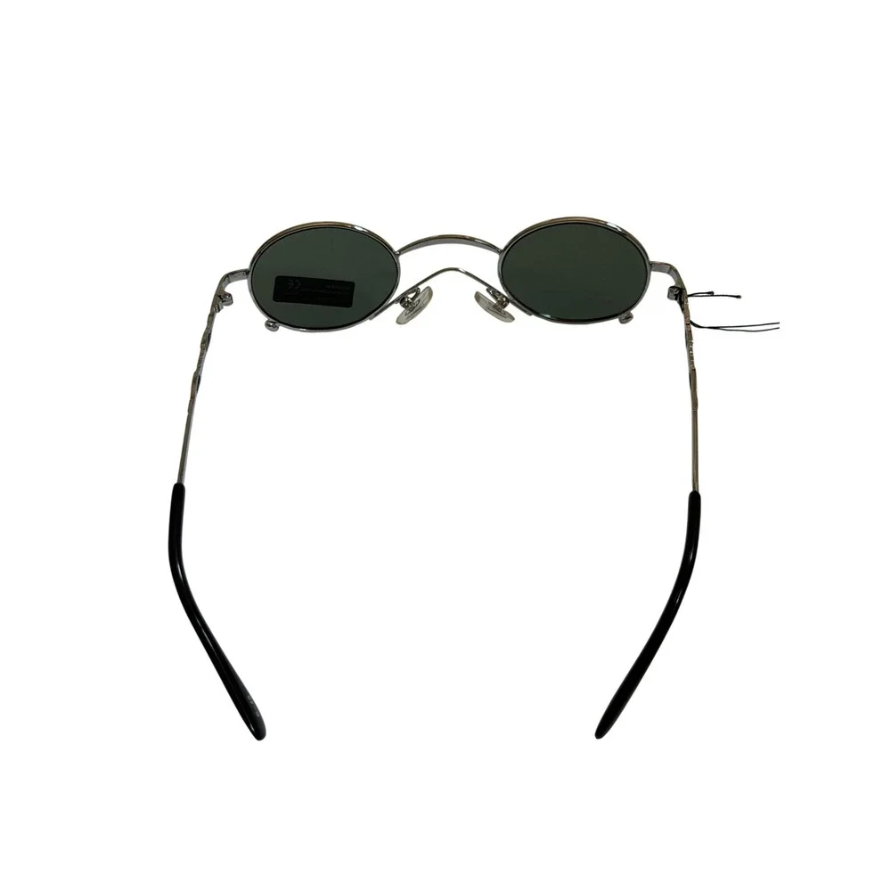 Vintage 90s Minimalist Oval Sunglasses | Silver Metal Wire Frame Shade